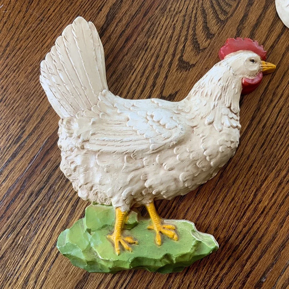 Homco MCM Rooster Hen Set Wall Plaque‎ Decor Country Farmhouse Chicken Vintage